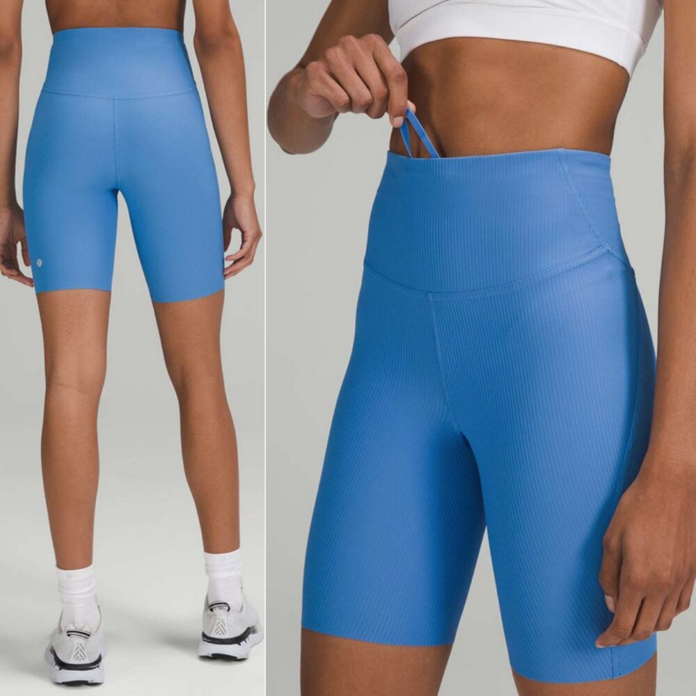 Lululemon Base Pace High-Rise Running Shorts Blue Ribbed